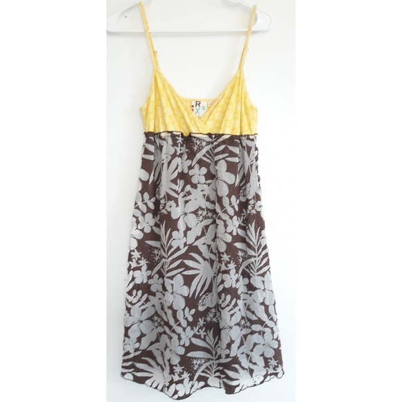 Roxy Dresses & Skirts - Roxy yellow and brown floral sleeveless dress